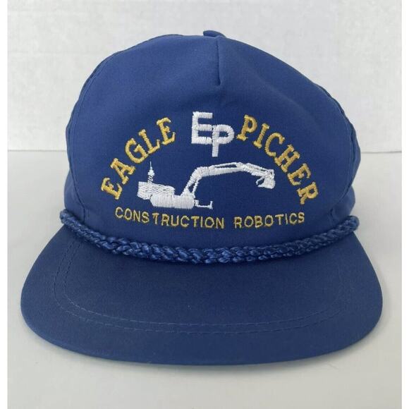 Vtg Trucker Hat Eagle Picher EP Tractor Hat Robotics Blue Adjustable Koti - Picture 1 of 7
